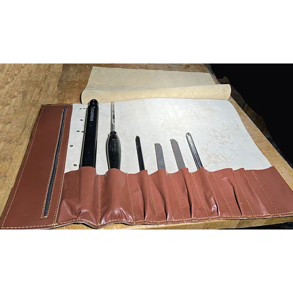 Custom Made Full Grain Leather Tool / Knife Roll with Carry Handle and Shoulder Strap - Rustic Tan