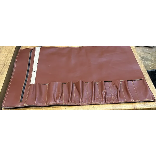 Custom Made Full Grain Leather Tool / Knife Roll with Carry Handle and Shoulder Strap - Rustic Tan