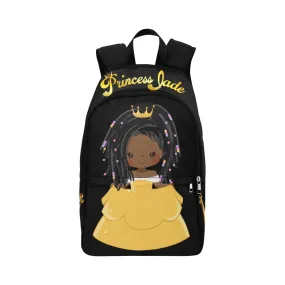 Custom Princess Backpack (Black & Gold), Book bag, Travel bag, Add Her Name