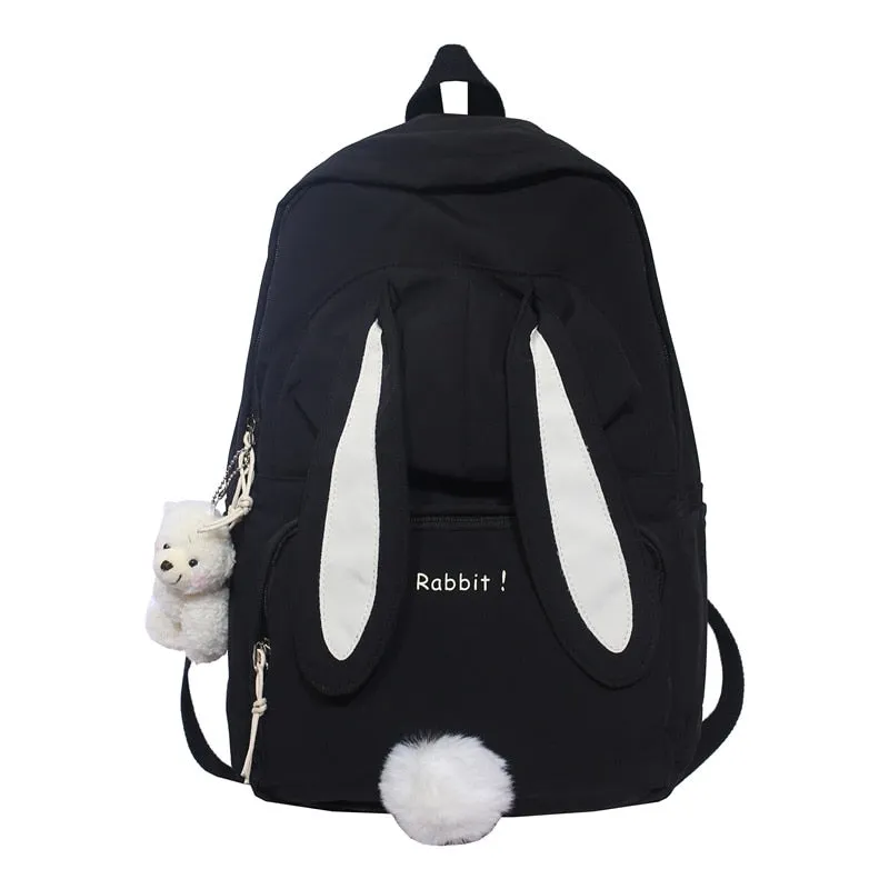 Cute Rabbit Young Girl School Backpack Female Large Capacity Kawaii Back Pack Mochila Pink Women Bagpack Nylon Cartoon Schoolbag