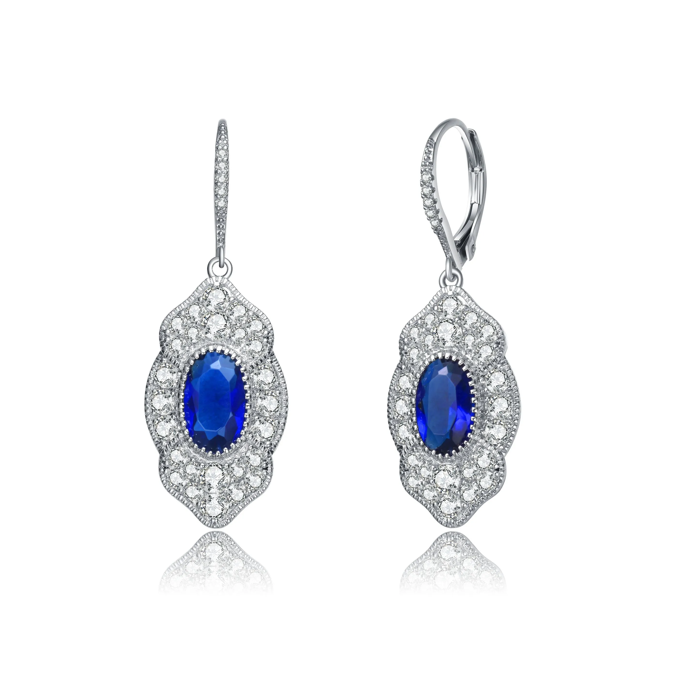 Déco Blue Pave Drop Earrings