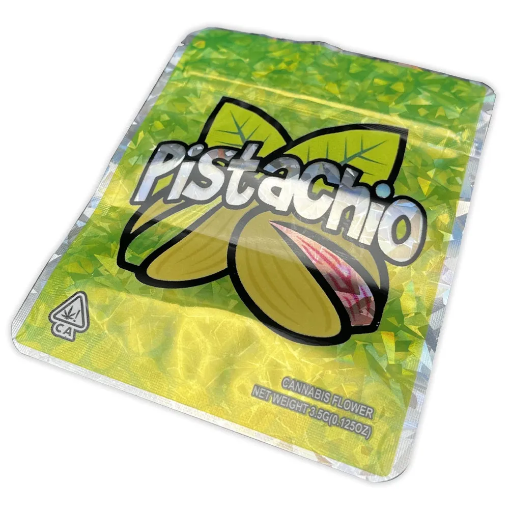 Designed Mylar Bag - Pistachio - 12cm x 10cm - Pack of 10