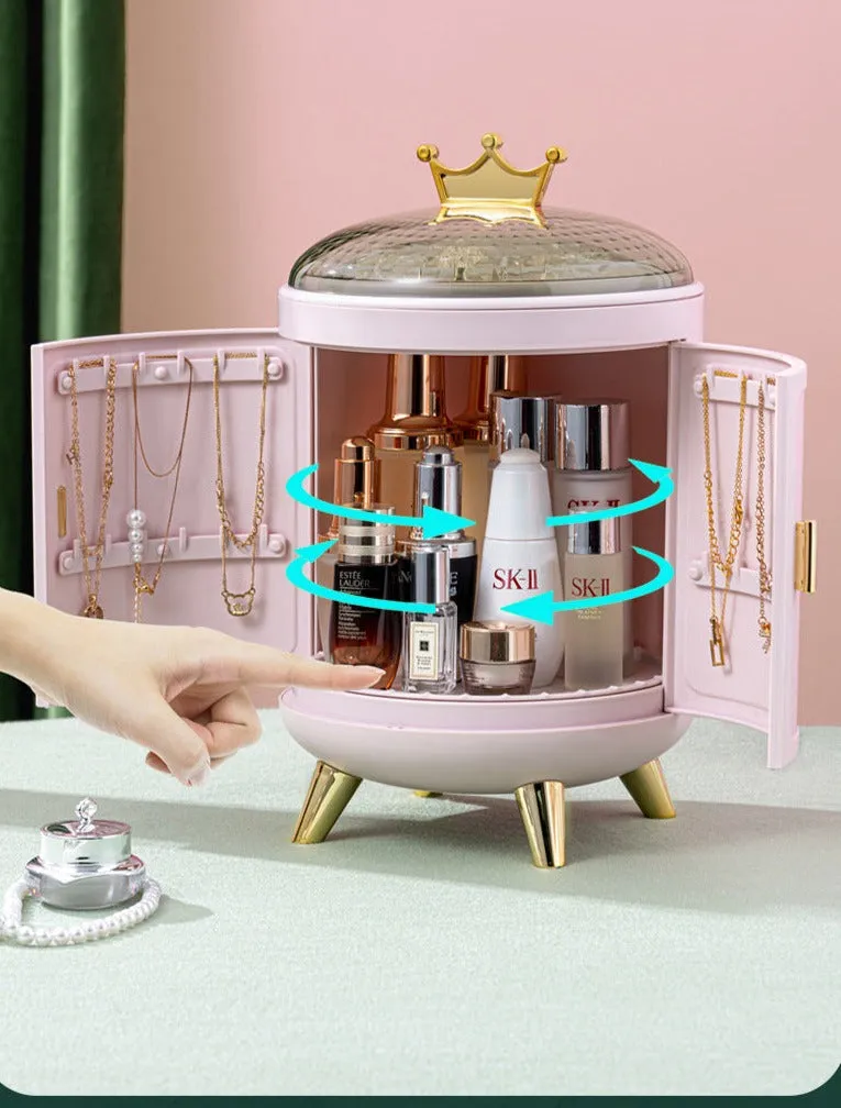 Desktop Dressing Rotating Jewelry Display Box Skin care Product Storage Shelf Dust-Proof Cosmetic Box