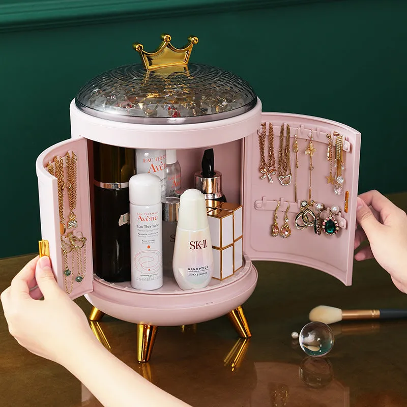 Desktop Dressing Rotating Jewelry Display Box Skin care Product Storage Shelf Dust-Proof Cosmetic Box