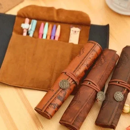 Discover the Charm of Adventure: The Vintage Treasure Map Pen Roll Bag