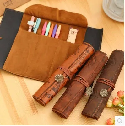 Discover the Charm of Adventure: The Vintage Treasure Map Pen Roll Bag