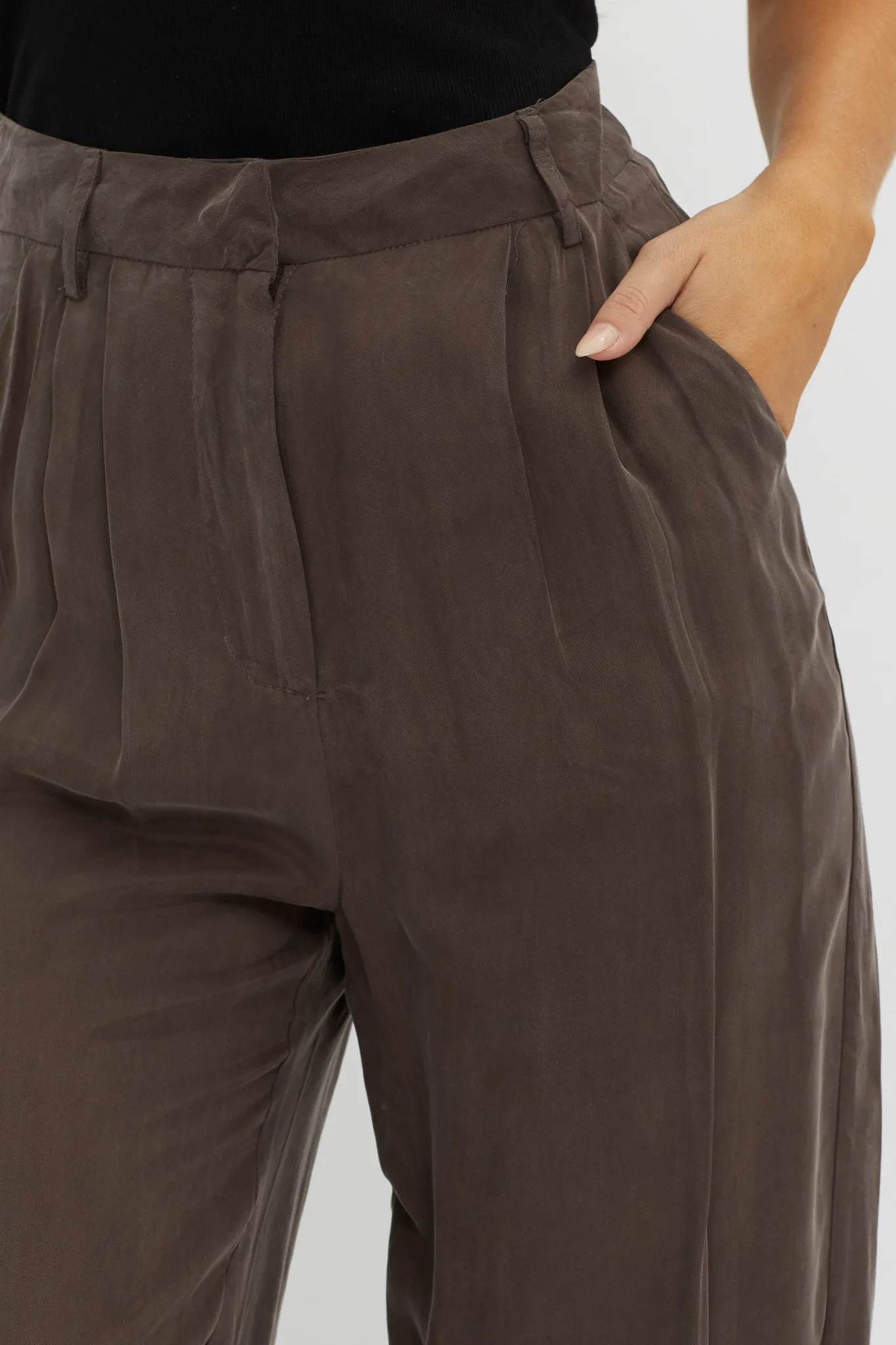 Dodie Straight Leg Trouser Pants Warm Grey