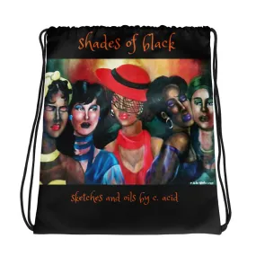 Drawstring bag...."shades of black"....designed by c.acid