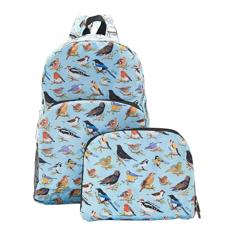 Eco Chic Lightweight Foldable Backpack (Wild Birds Blue)