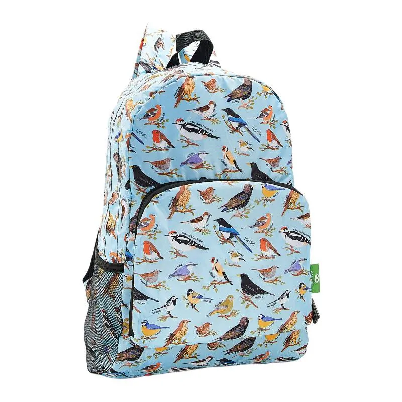 Eco Chic Lightweight Foldable Backpack (Wild Birds Blue)