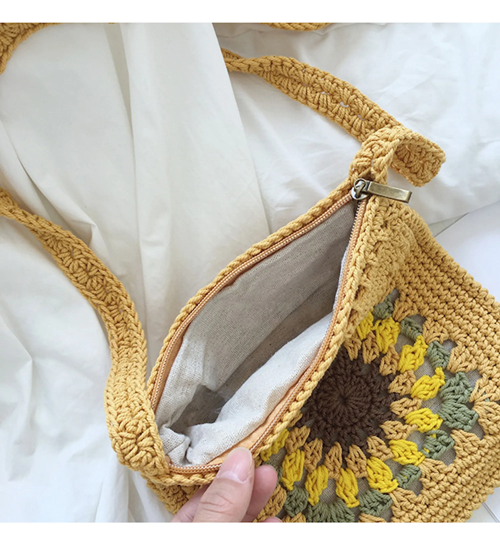 Elena Handbags Handmade Crochet Sunflower Purse