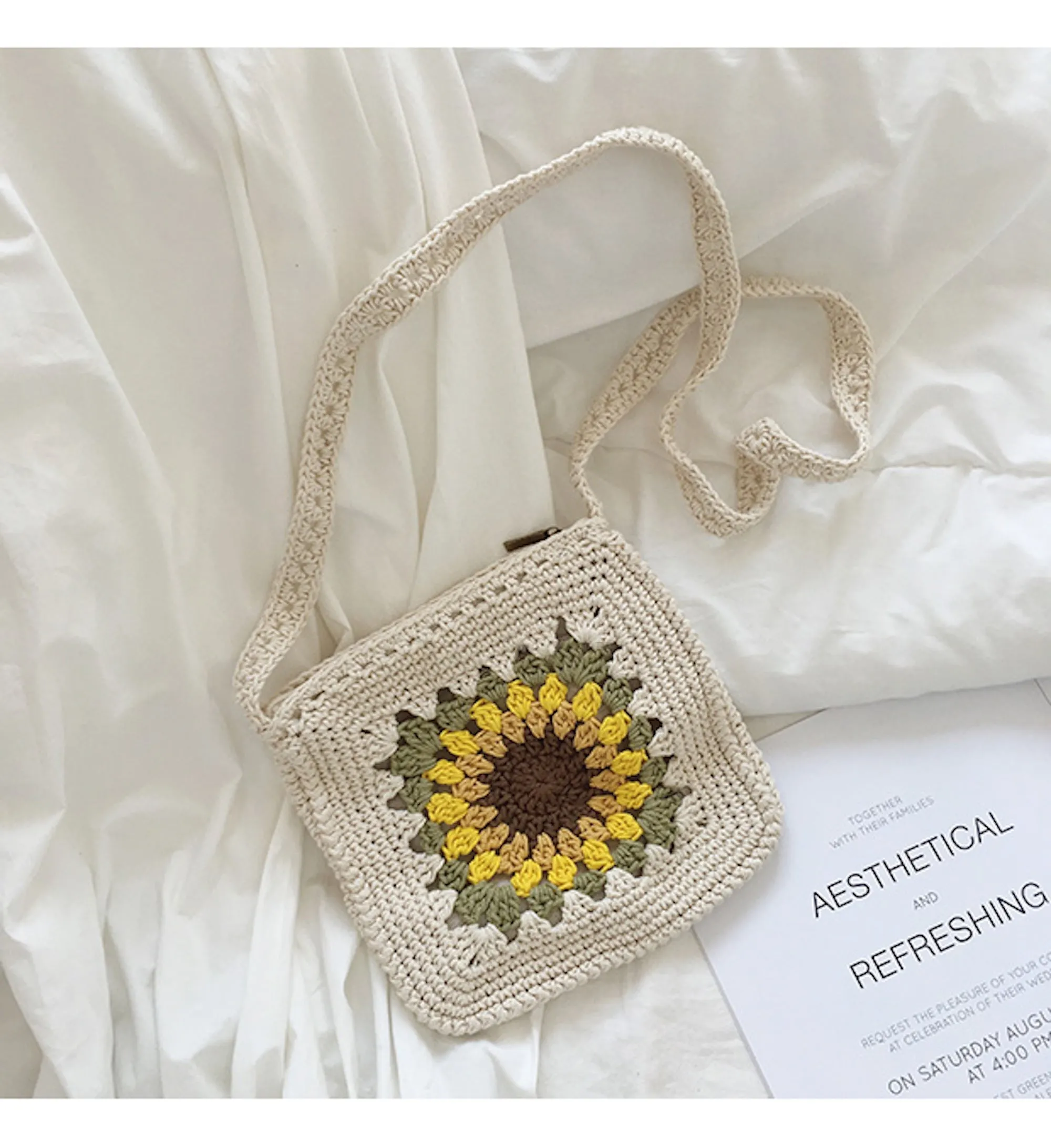 Elena Handbags Handmade Crochet Sunflower Purse