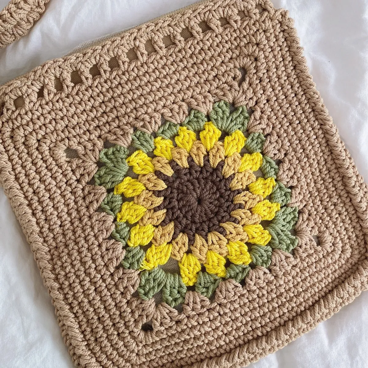 Elena Handbags Handmade Crochet Sunflower Purse