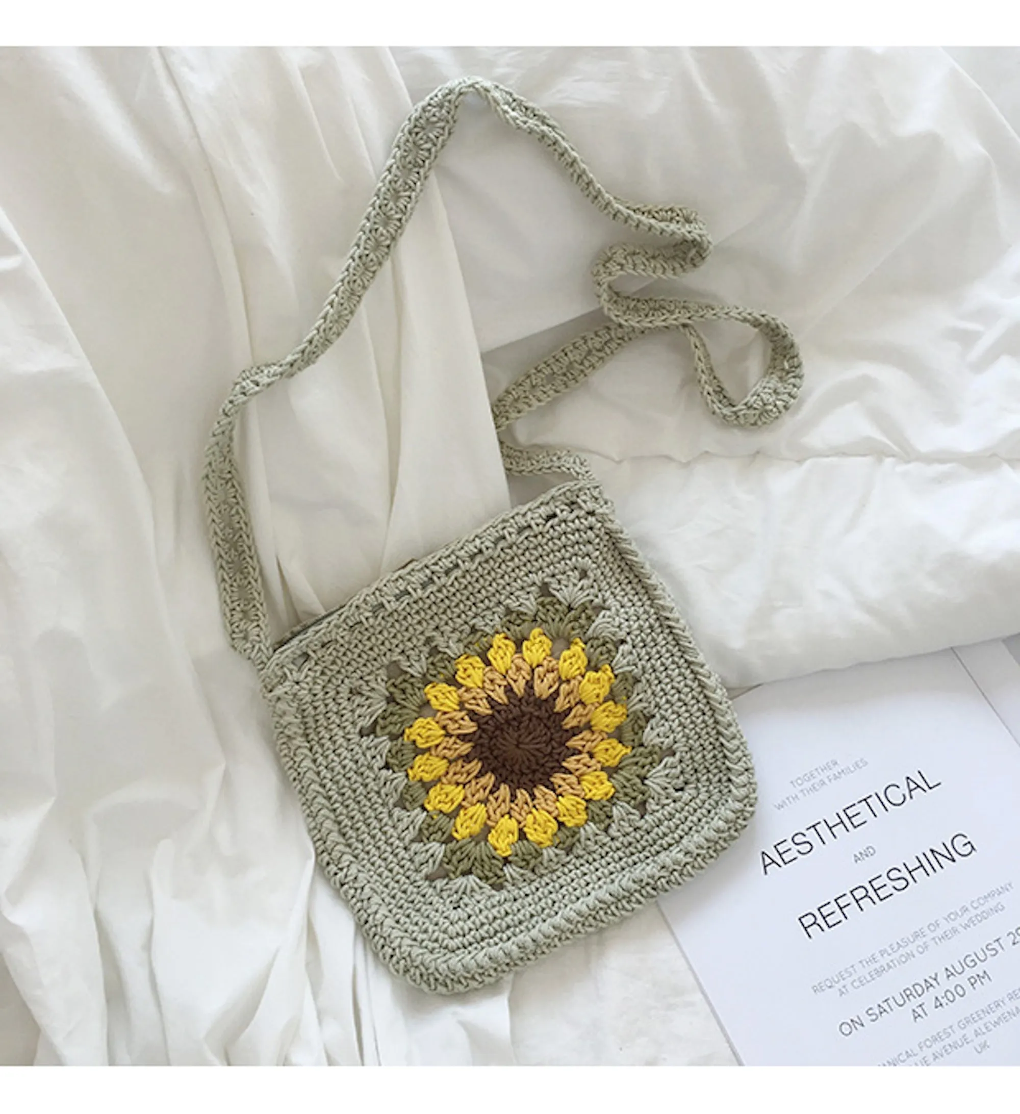 Elena Handbags Handmade Crochet Sunflower Purse