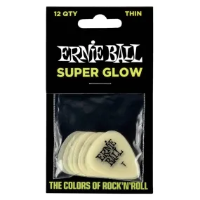 Ernie Ball 9224EB Super Glow Picks Thin - Bag of 12