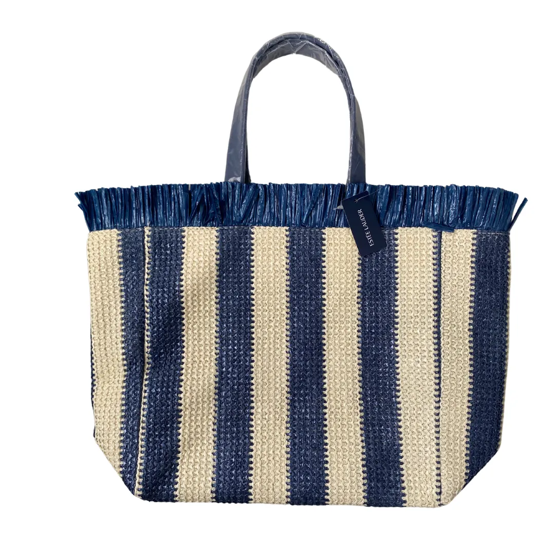 Estée Lauder Recycled Straw MED Tote Bag Navy