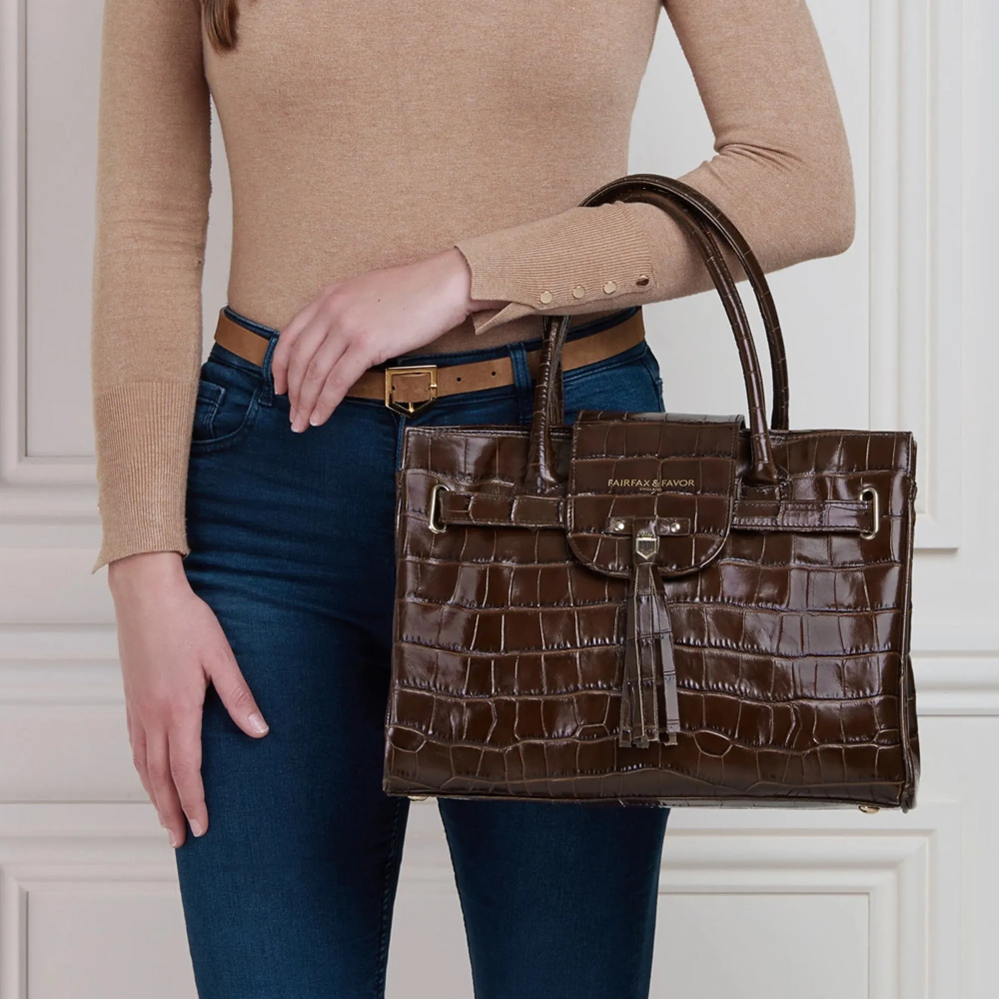 Fairfax & Favor Windsor Leather Handbag - Conker Leather