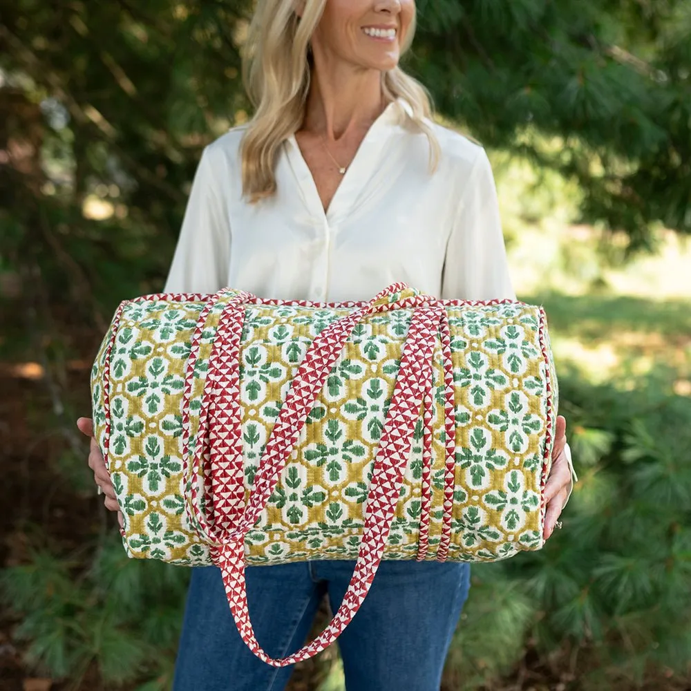 Fleur de Lis Geo Saffron Duffel Bag