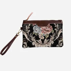 Floral Black Wristlet Clutch