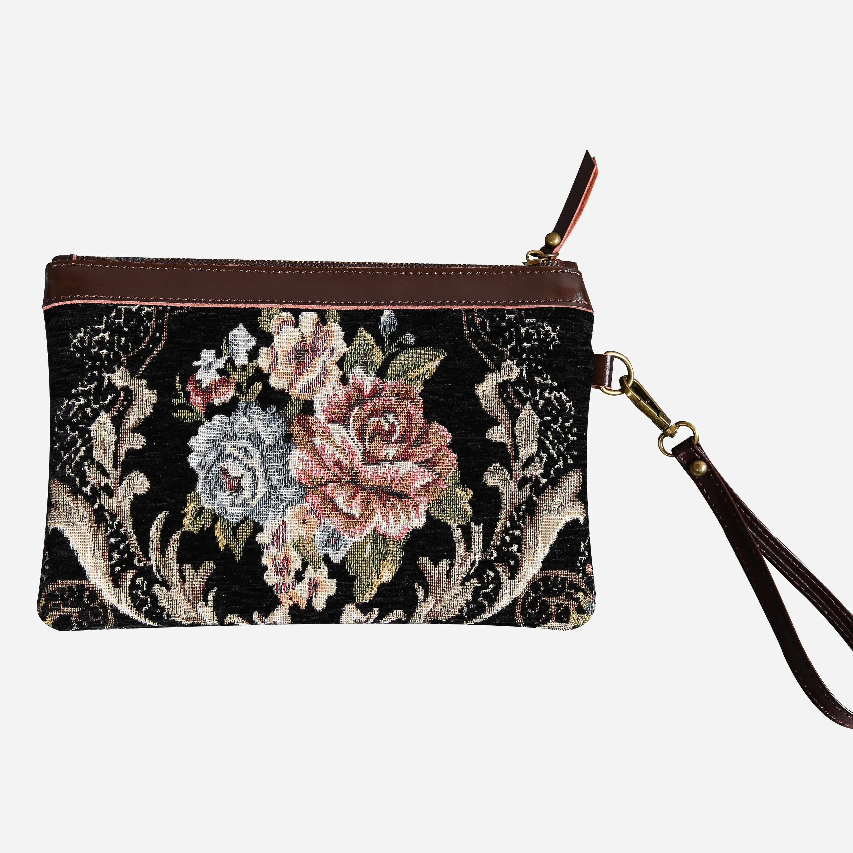 Floral Black Wristlet Clutch