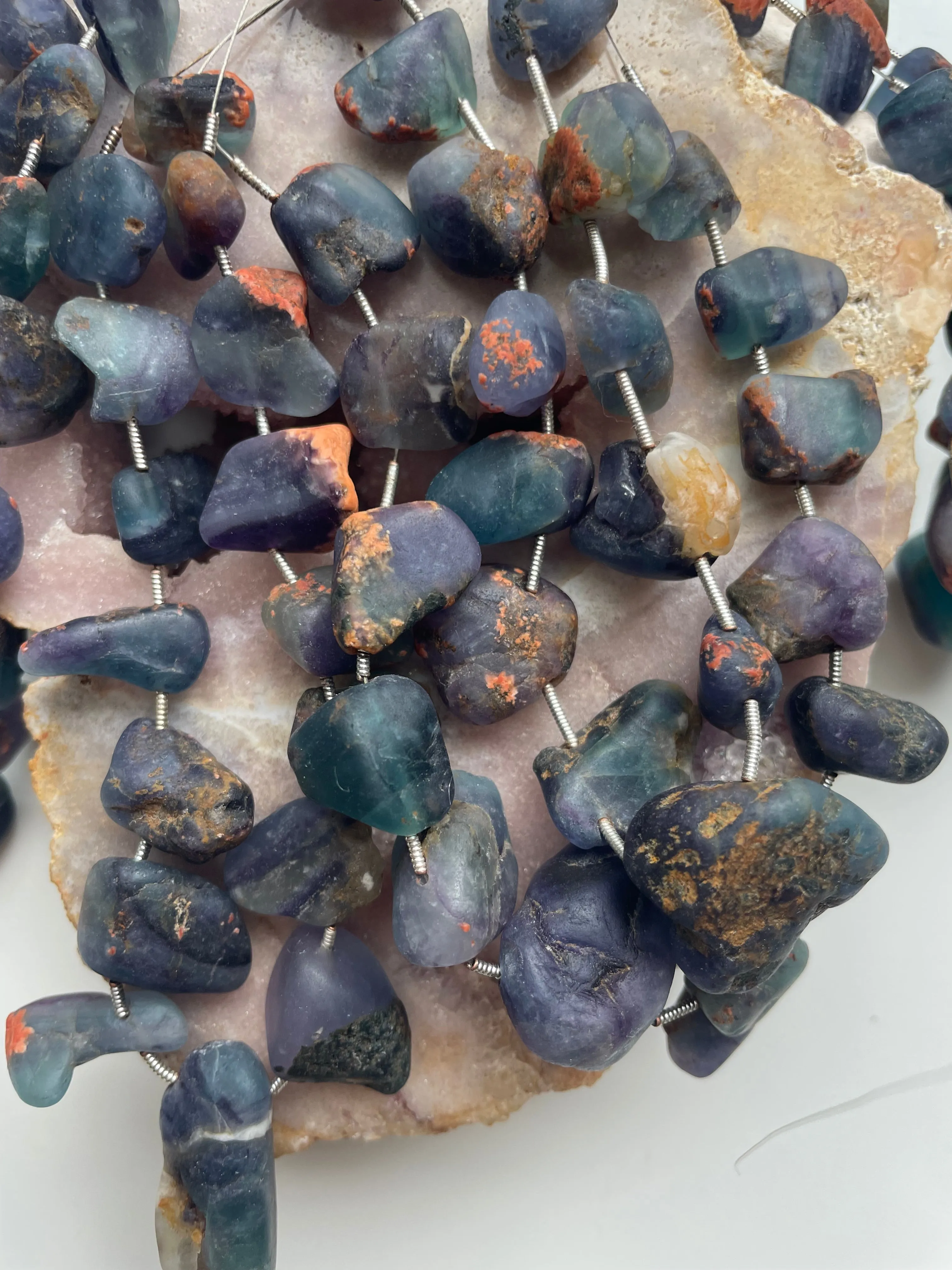 Fluorite pebble crystal necklace