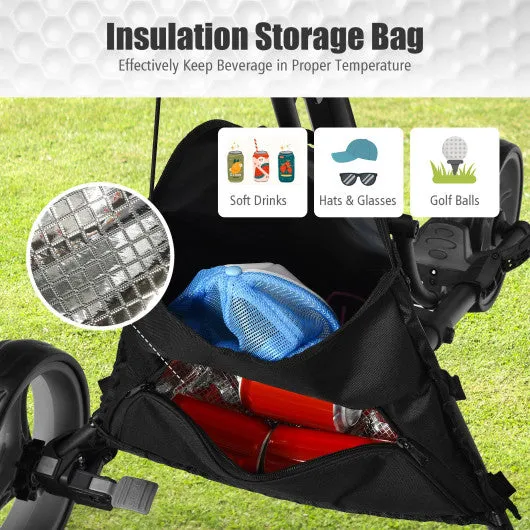 Folding 3 Wheels Golf Push Cart with Bag Scoreboard Adjustable Handle-Gray