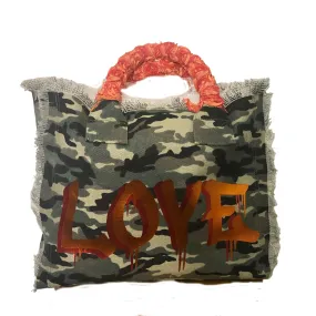 Fringe Camo LOVE Tote - Orange Roses