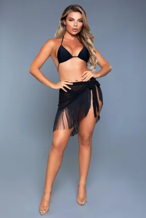 Fringe Waist Tie Swim Cover Up