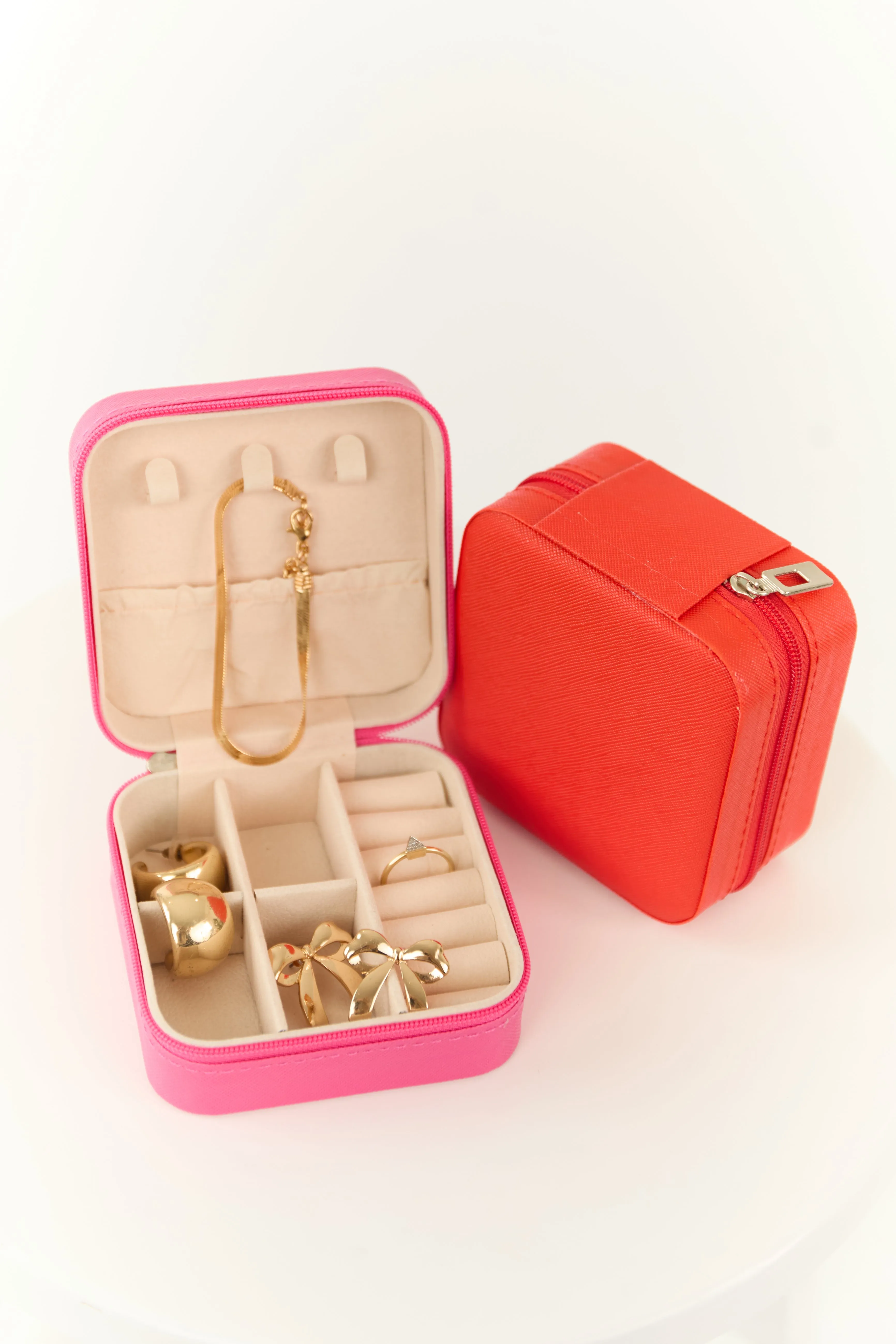 Fuchsia Small Zippered Jewelry Organizer Box