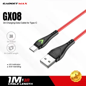 GADGET MAX GX08 TYPE-C 3A CHARGING DATA CABLE FOR TYPE-C (3A)(1M) - BLACK