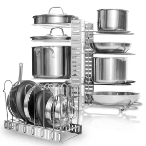 Geekdigg Pot Rack Organizer, Adjustable Height And Position, Kitchen Counter And Cabinet