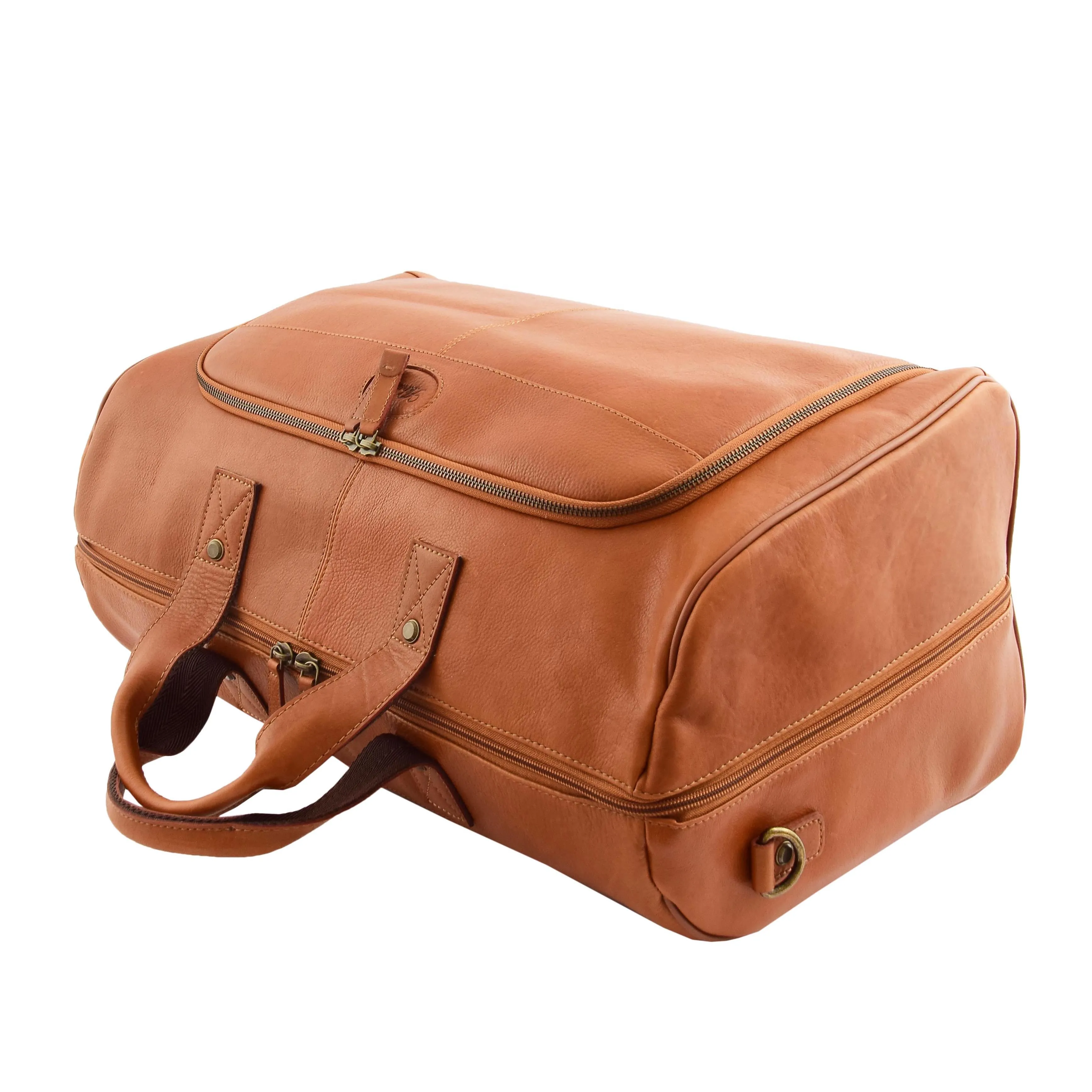 Genuine Leather Travel Holdall Overnight Bag HL015 Tan