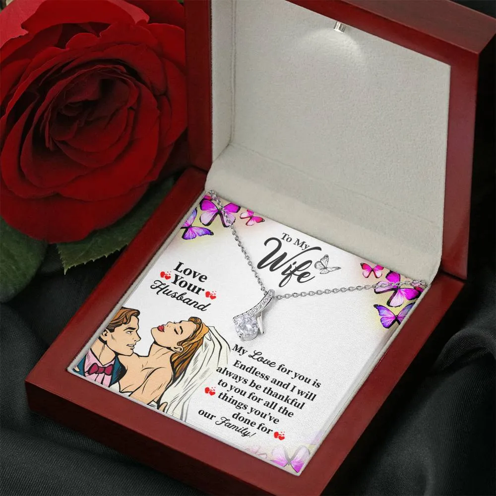 Gifts For Wife 14 K White Gold Plated Alluring CZ Necklace For Wife