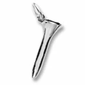 Golf Tee Charm In 14K White Gold