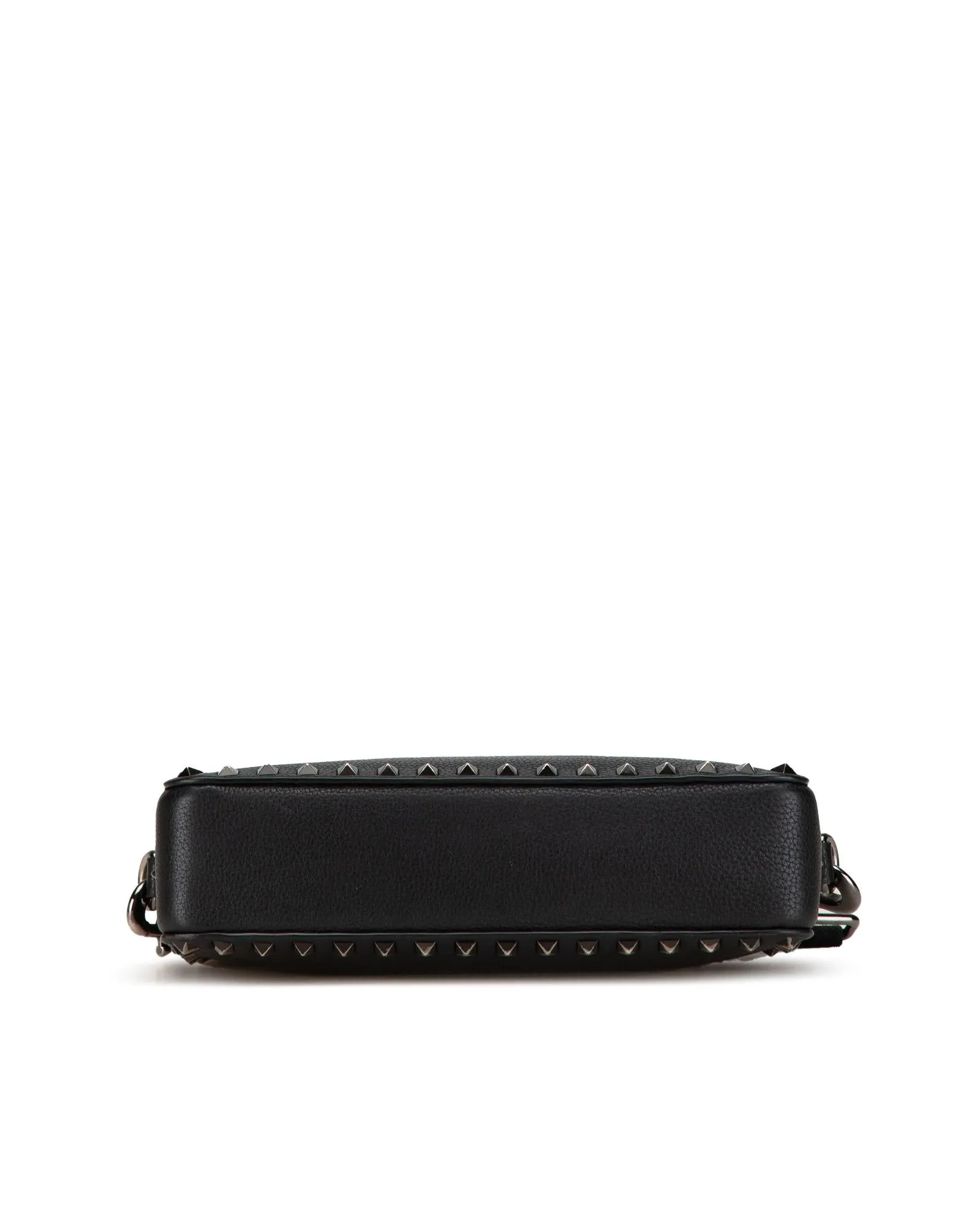 Grainy Calfskin Studded Crossbody Bag with Adjustable Strap