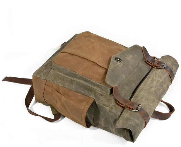 Handmade Leather Canvas Backpack Men Travel Backpacks Rucksack