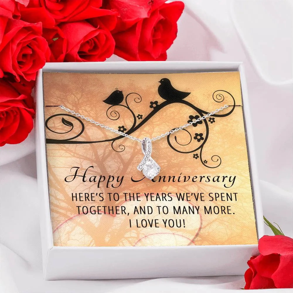 Happy Anniversary Ribbon Pendant Necklace