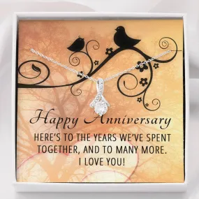 Happy Anniversary Ribbon Pendant Necklace