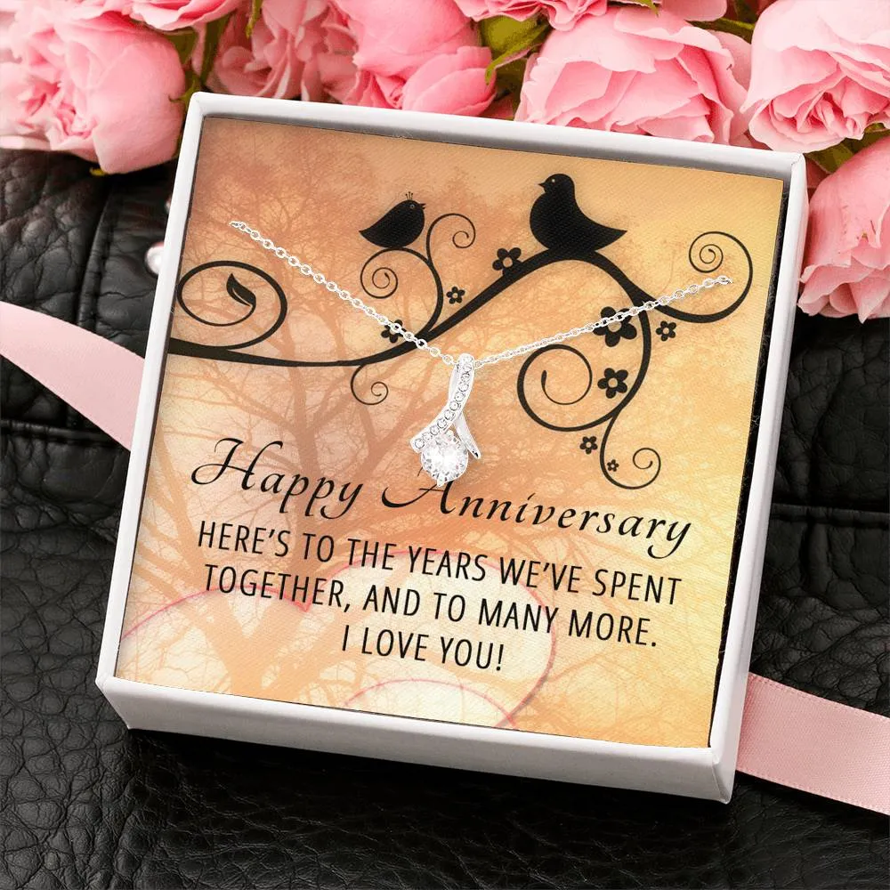 Happy Anniversary Ribbon Pendant Necklace