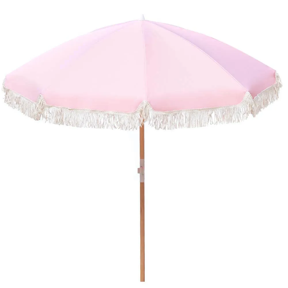 Havana Outdoors Fringed Beach Umbrella - Dusty Rose