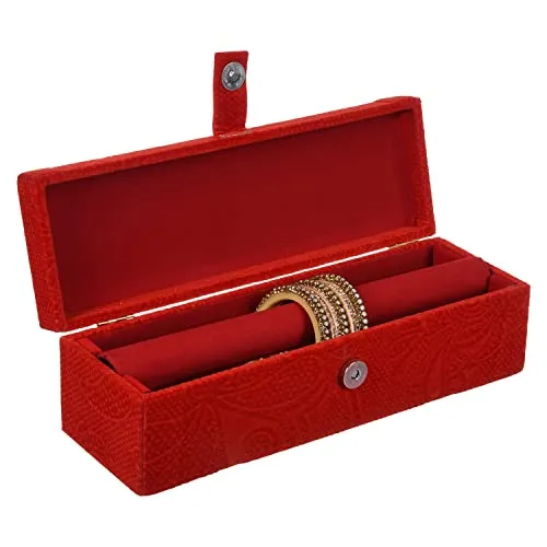 Heart Home Bangle Box | Velvet Jewellery Gifts Organizer | Bracelet Organizer for Women | Bangle Box for Women | Self Cut Work |1 Rod Bangle Organizer | Red