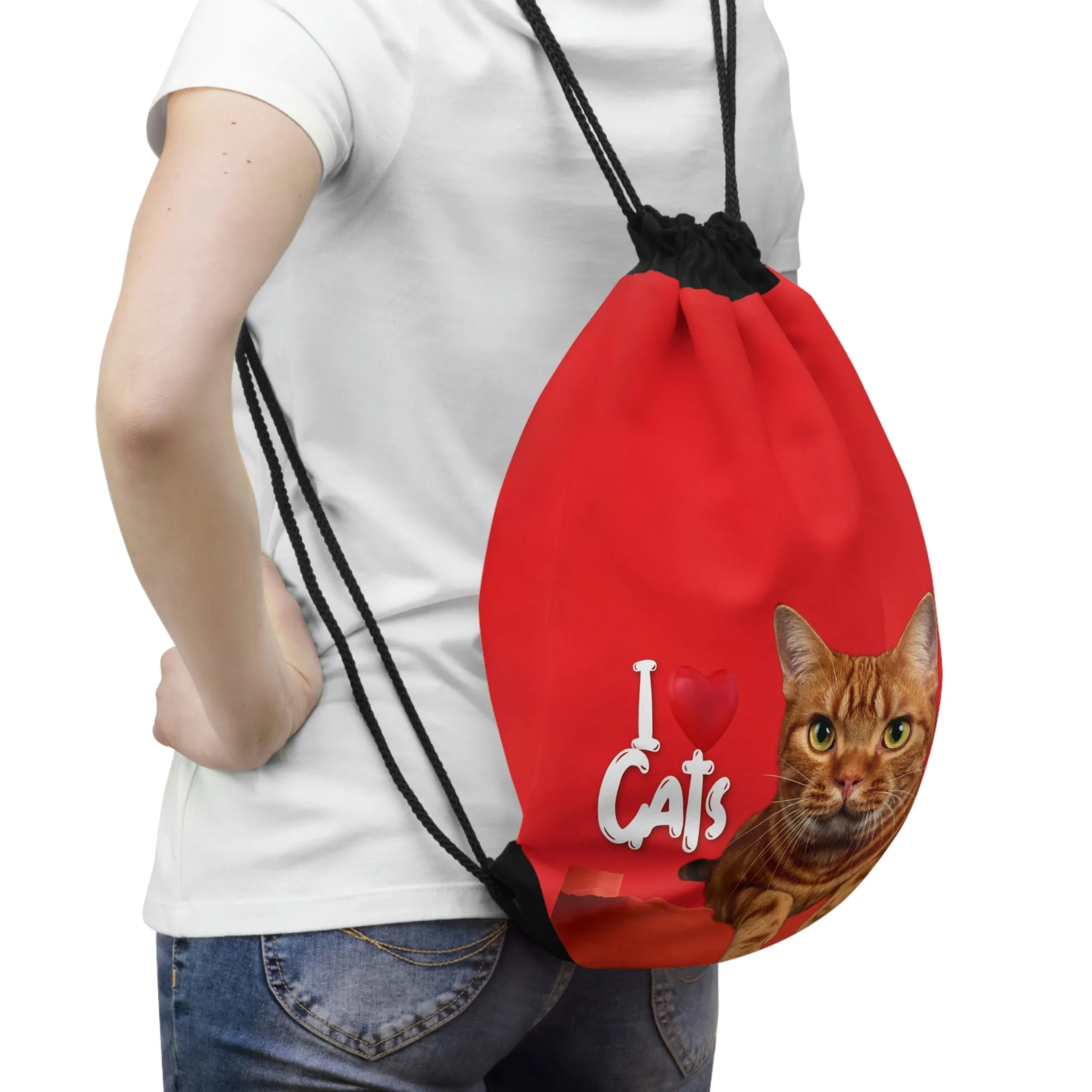 I love Cats POD Cat Drawstring Bag