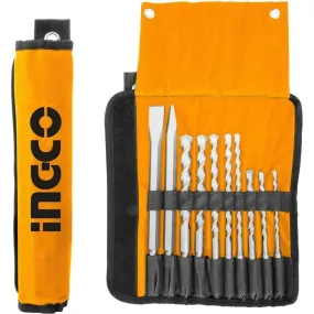 Ingco AKD2101 10pcs SDS-plus Drill Bit and Chisel Set