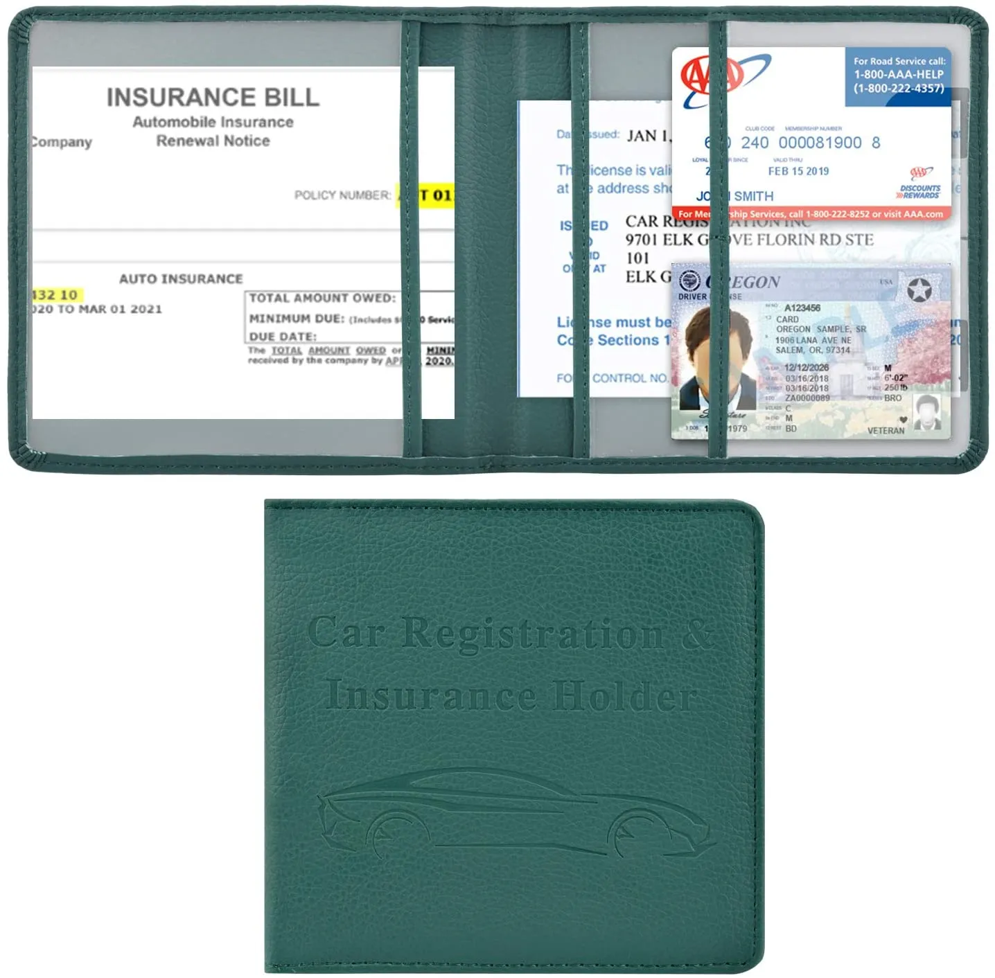 ITEM# 0036   Car Registration and Insurance Holder, Vehicle Glove Box Car Organizer Men Women Wallet Accessories Case for Cards, Essential Document, Driver License (Watch Video)