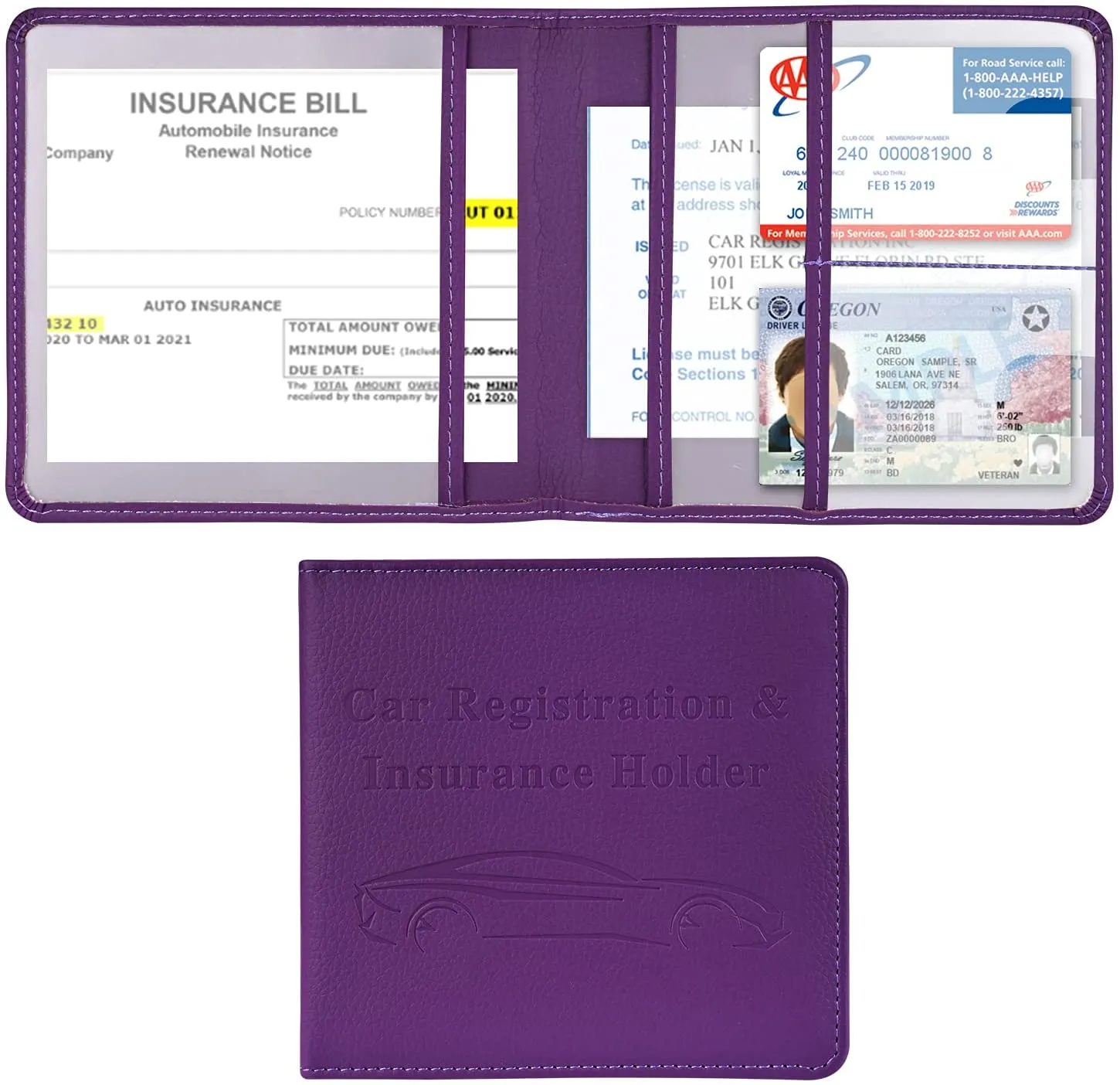 ITEM# 0036   Car Registration and Insurance Holder, Vehicle Glove Box Car Organizer Men Women Wallet Accessories Case for Cards, Essential Document, Driver License (Watch Video)