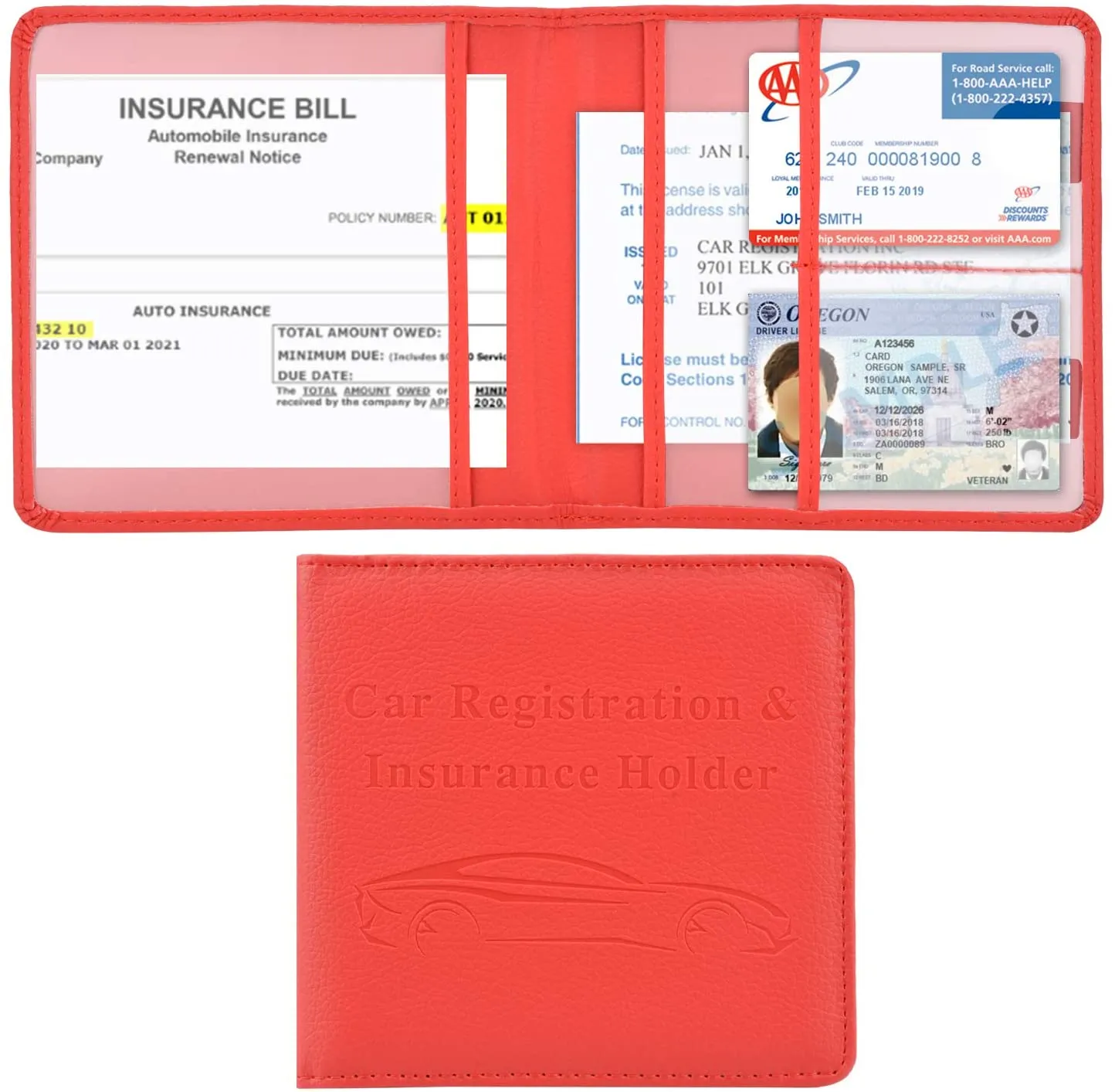 ITEM# 0036   Car Registration and Insurance Holder, Vehicle Glove Box Car Organizer Men Women Wallet Accessories Case for Cards, Essential Document, Driver License (Watch Video)