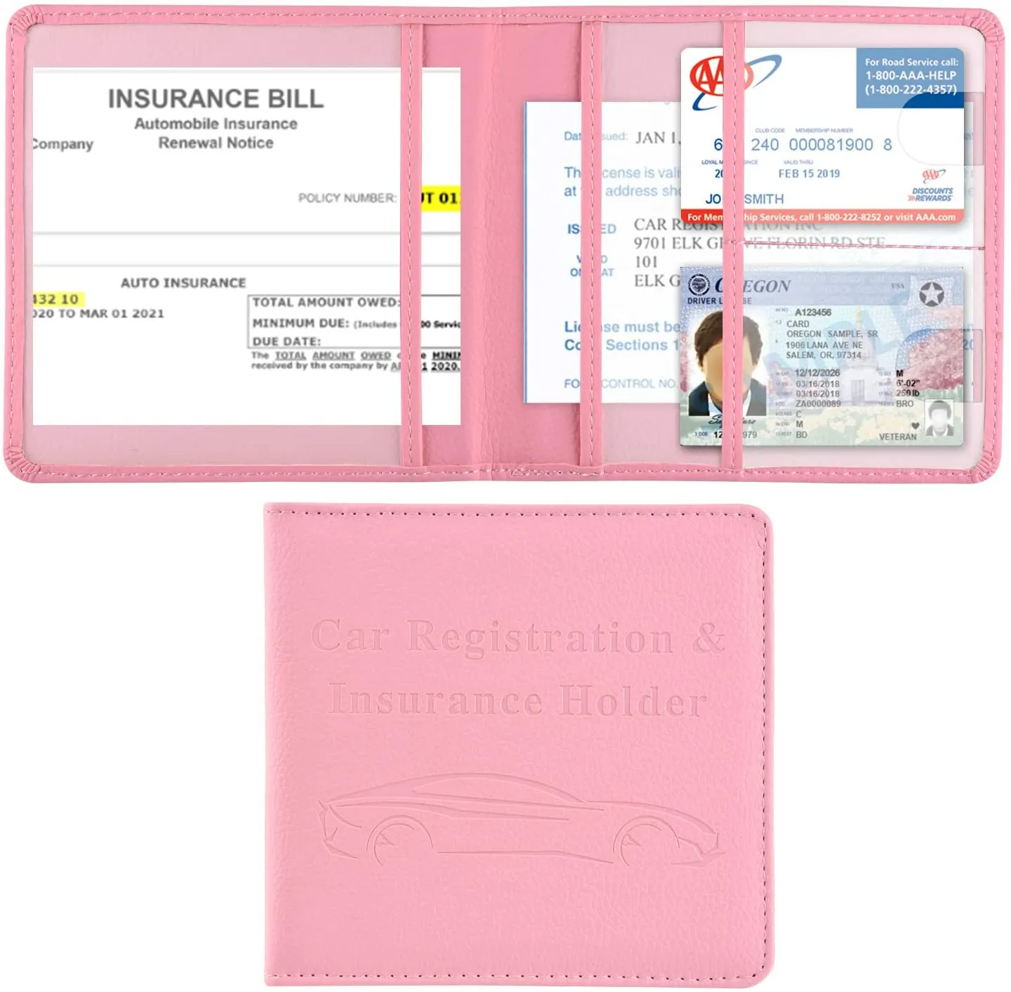 ITEM# 0036   Car Registration and Insurance Holder, Vehicle Glove Box Car Organizer Men Women Wallet Accessories Case for Cards, Essential Document, Driver License (Watch Video)