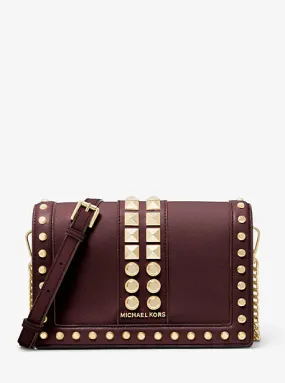 Jet Set Large Studded Saffiano Leather Crossbody Bag