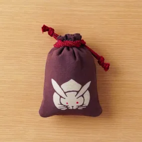 Katazome Small Talisman Bag - Rabbit -,  Drawstring Pouch,  Japanese traditional craft bag