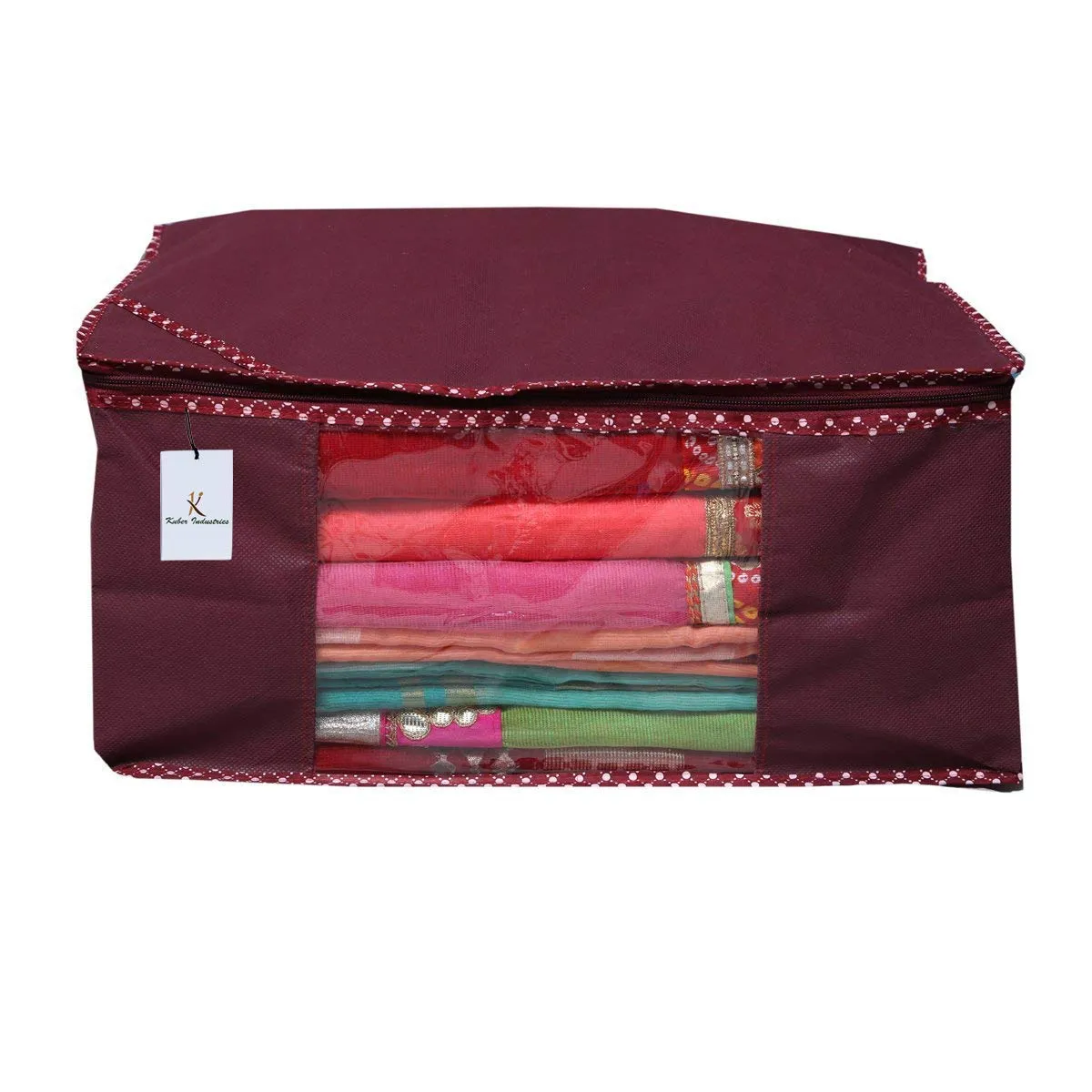 Kuber Industries 3 Piece Non Woven Saree Storage Bag, Maroon